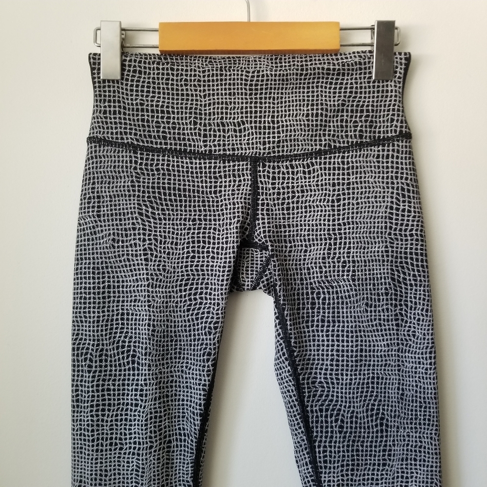 LULULEMON Wunder Under Pant III Fall Net White Black Size 4 - Picture 6 of 16